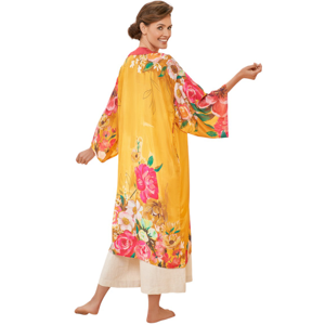 Powder Impressionist Floral Kimono Gown